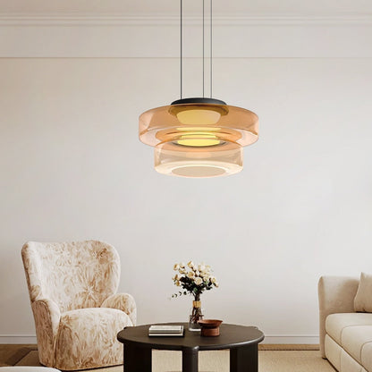 Tiered Glass Ring Pendant Light with Layered Design - Image 14