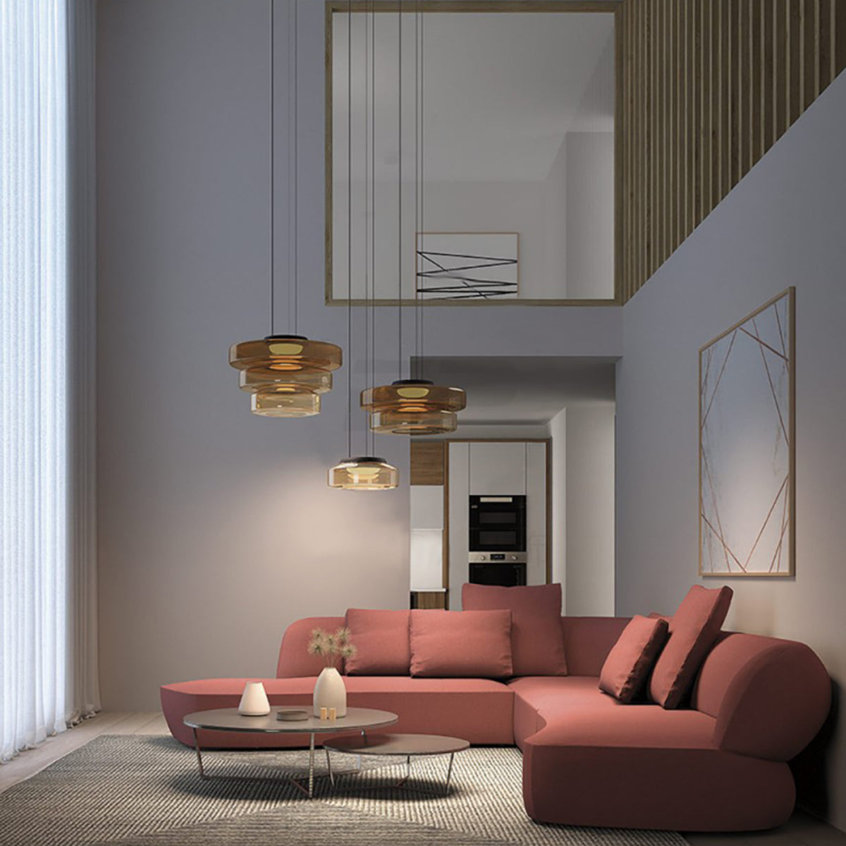 Tiered Glass Ring Pendant Light with Layered Design - Image 15