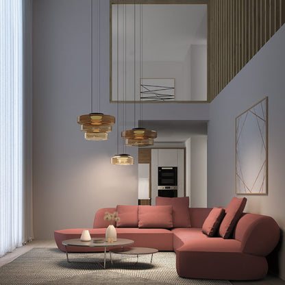 Tiered Glass Ring Pendant Light with Layered Design - Image 15
