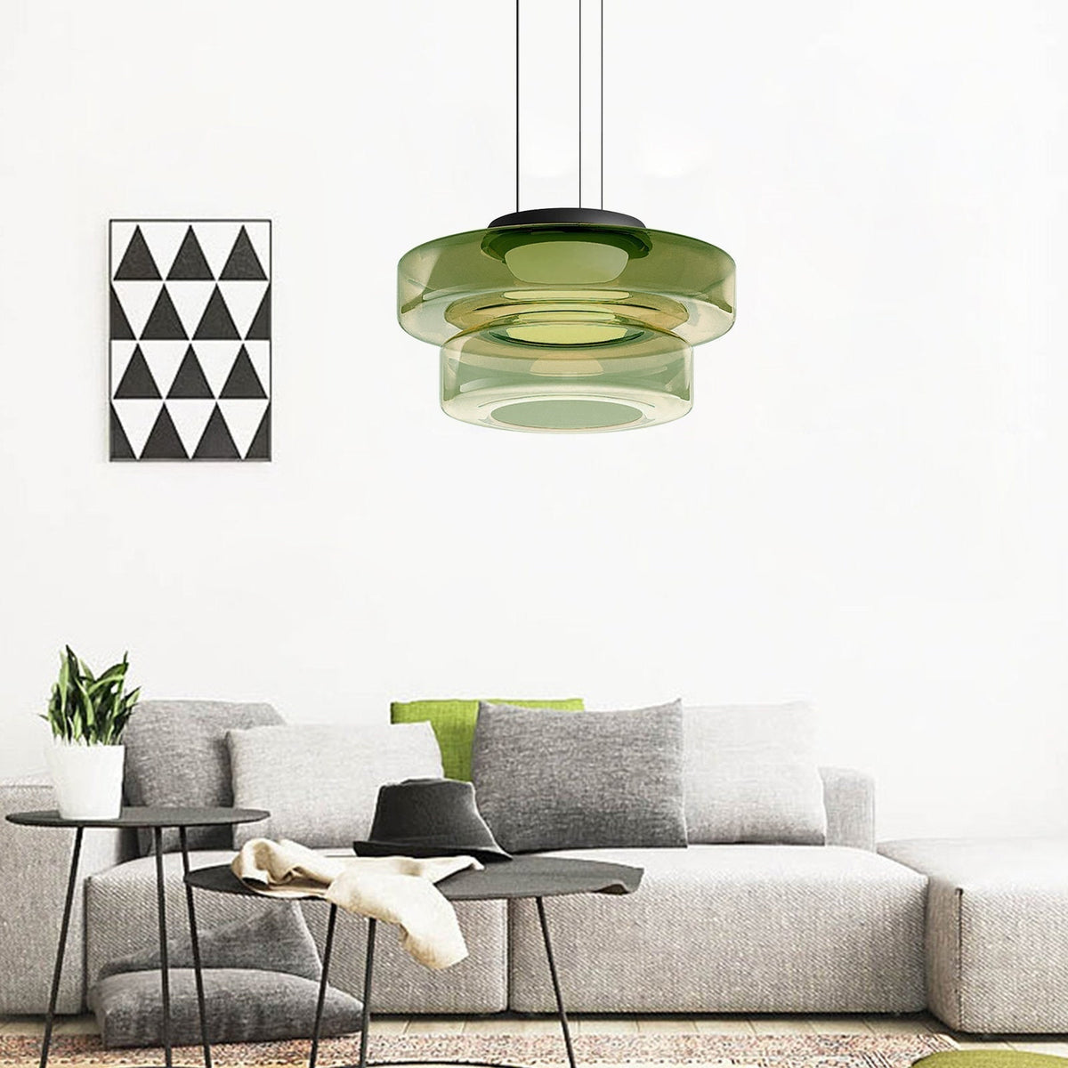 Tiered Glass Ring Pendant Light with Layered Design - Image 16