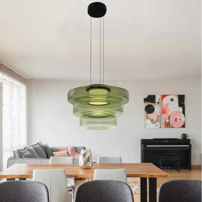 Tiered Glass Ring Pendant Light with Layered Design - Image 17