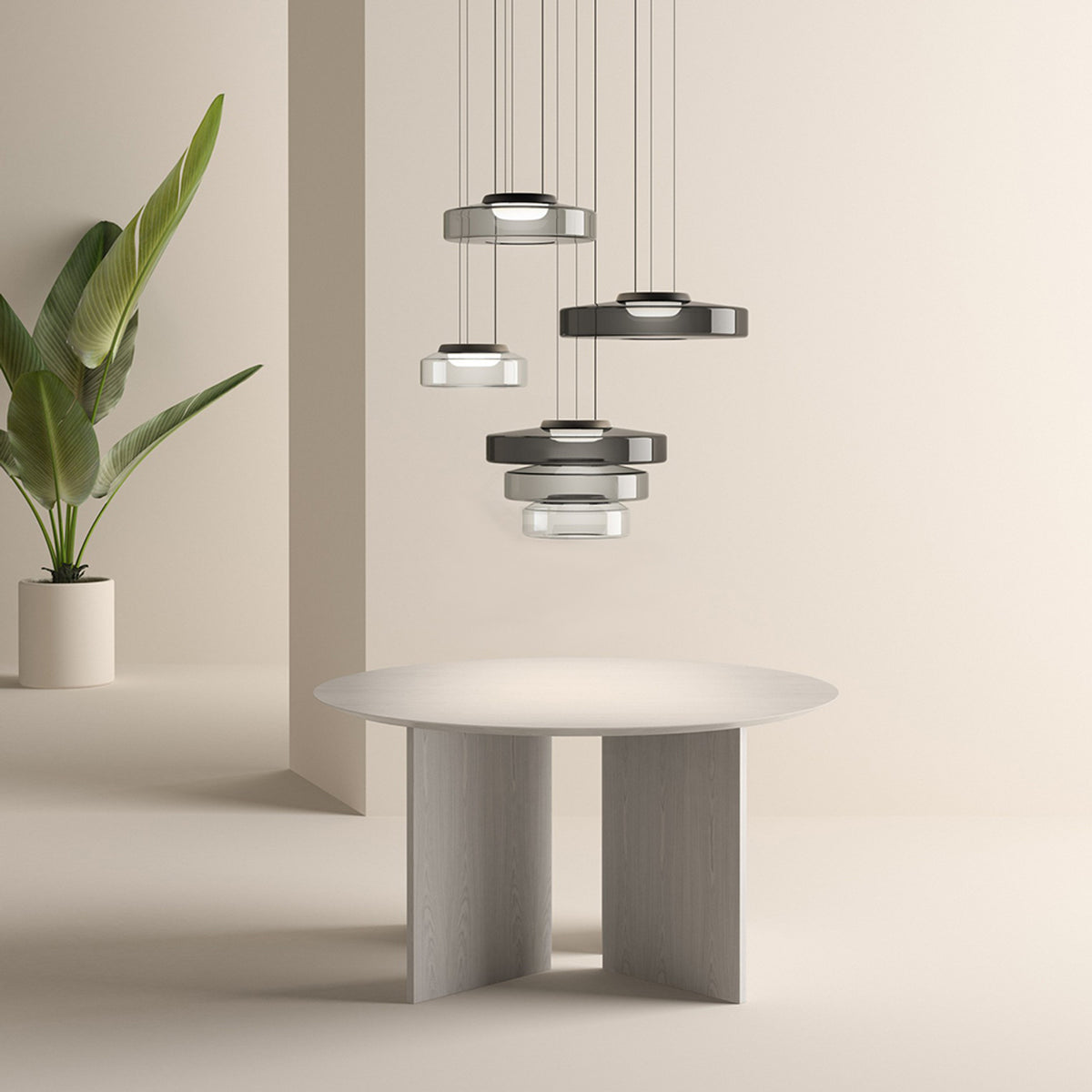 Tiered Glass Ring Pendant Light with Layered Design - Image 20