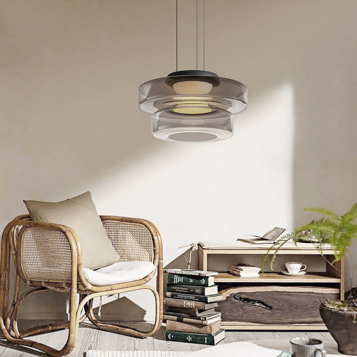 Tiered Glass Ring Pendant Light with Layered Design - Image 22