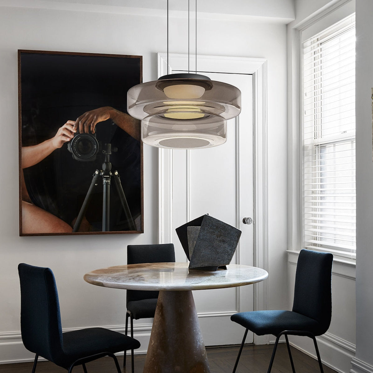 Tiered Glass Ring Pendant Light with Layered Design - Image 23