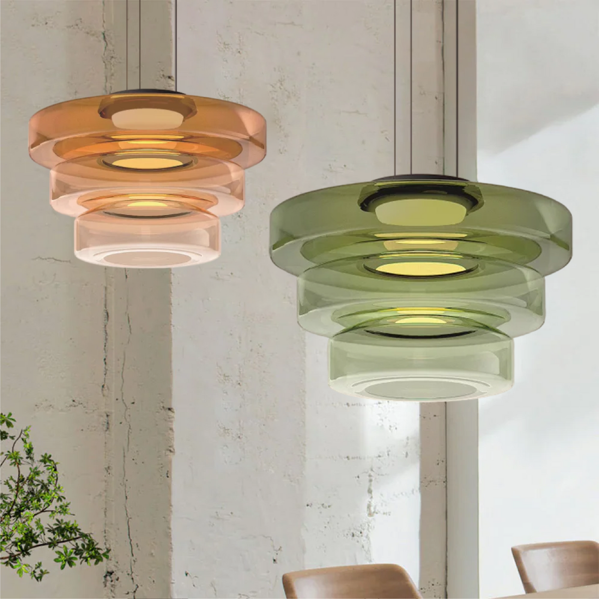 Tiered Glass Ring Pendant Light with Layered Design - Image 4