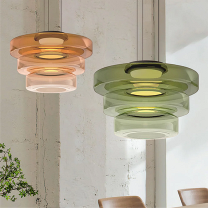Tiered Glass Ring Pendant Light with Layered Design - Image 4