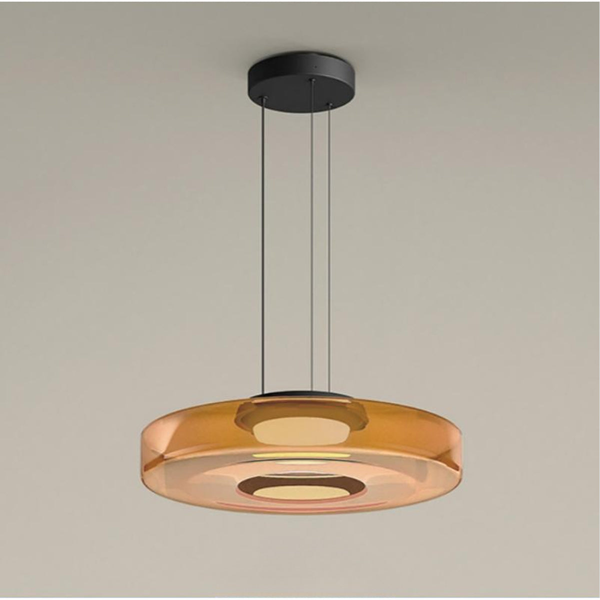 Tiered Glass Ring Pendant Light with Layered Design - Image 6
