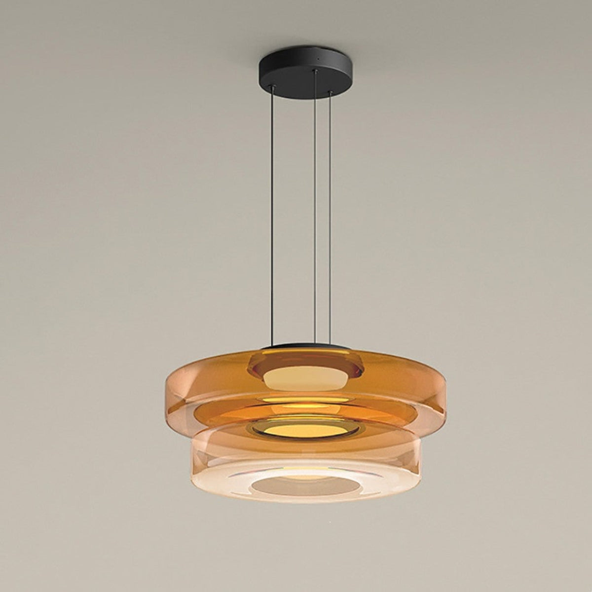 Tiered Glass Ring Pendant Light with Layered Design - Image 7