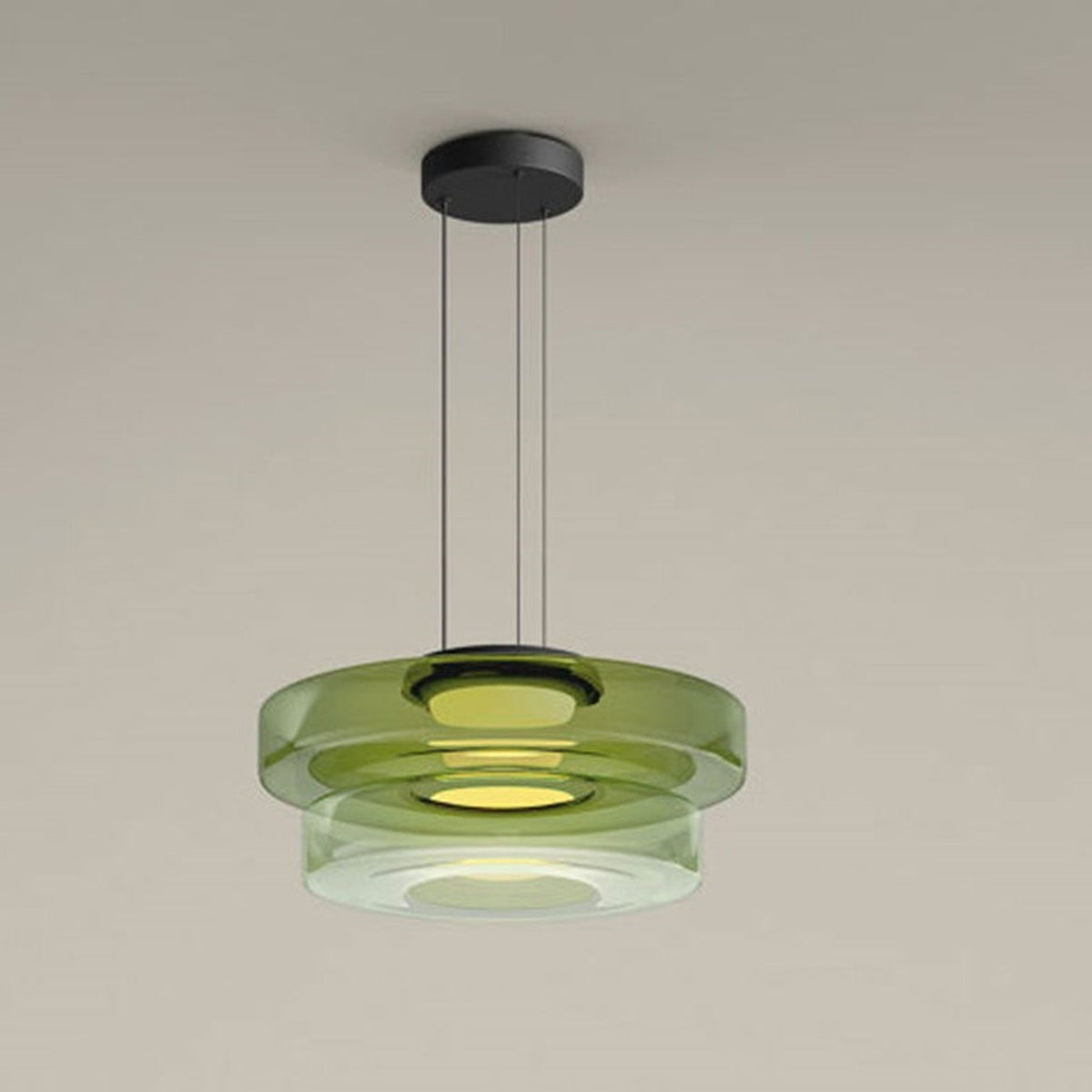 Tiered Glass Ring Pendant Light with Layered Design - Image 9