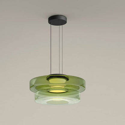 Tiered Glass Ring Pendant Light with Layered Design - Image 9