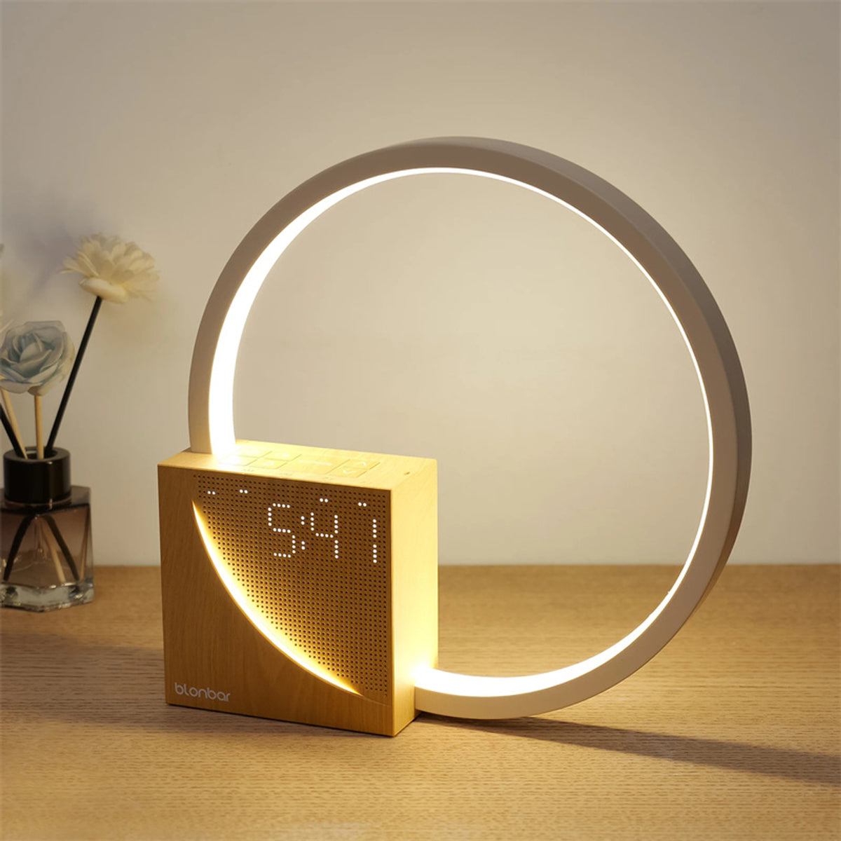 Touch Control Christmas Bedside Lamp With Alarm Clock - Image 1