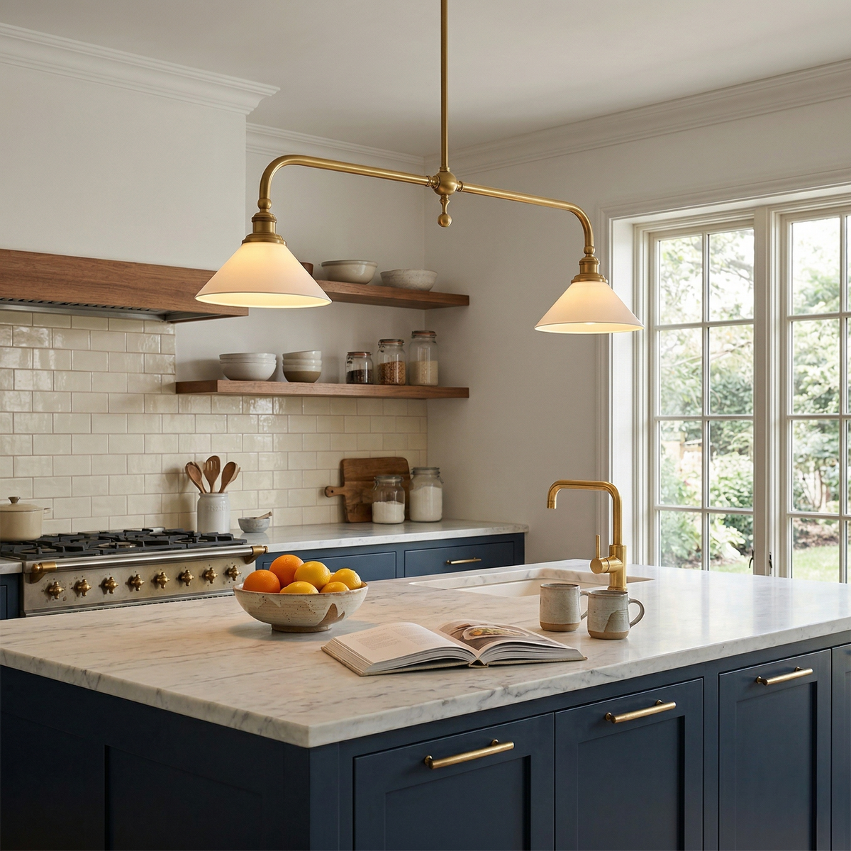Two-Head Pendant Light with White Shades - Image 11