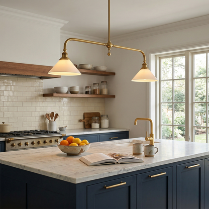 Two-Head Pendant Light with White Shades - Image 11