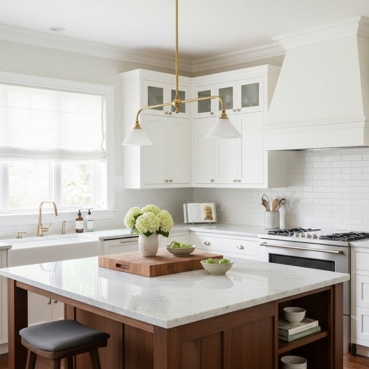 Two-Head Pendant Light with White Shades - Image 17