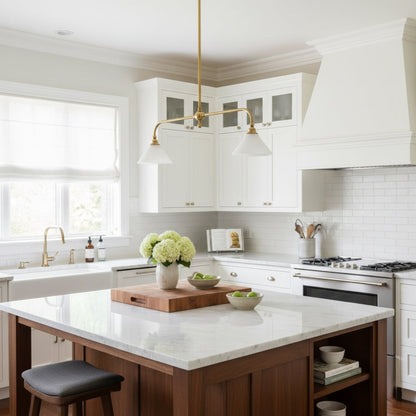 Two-Head Pendant Light with White Shades - Image 17