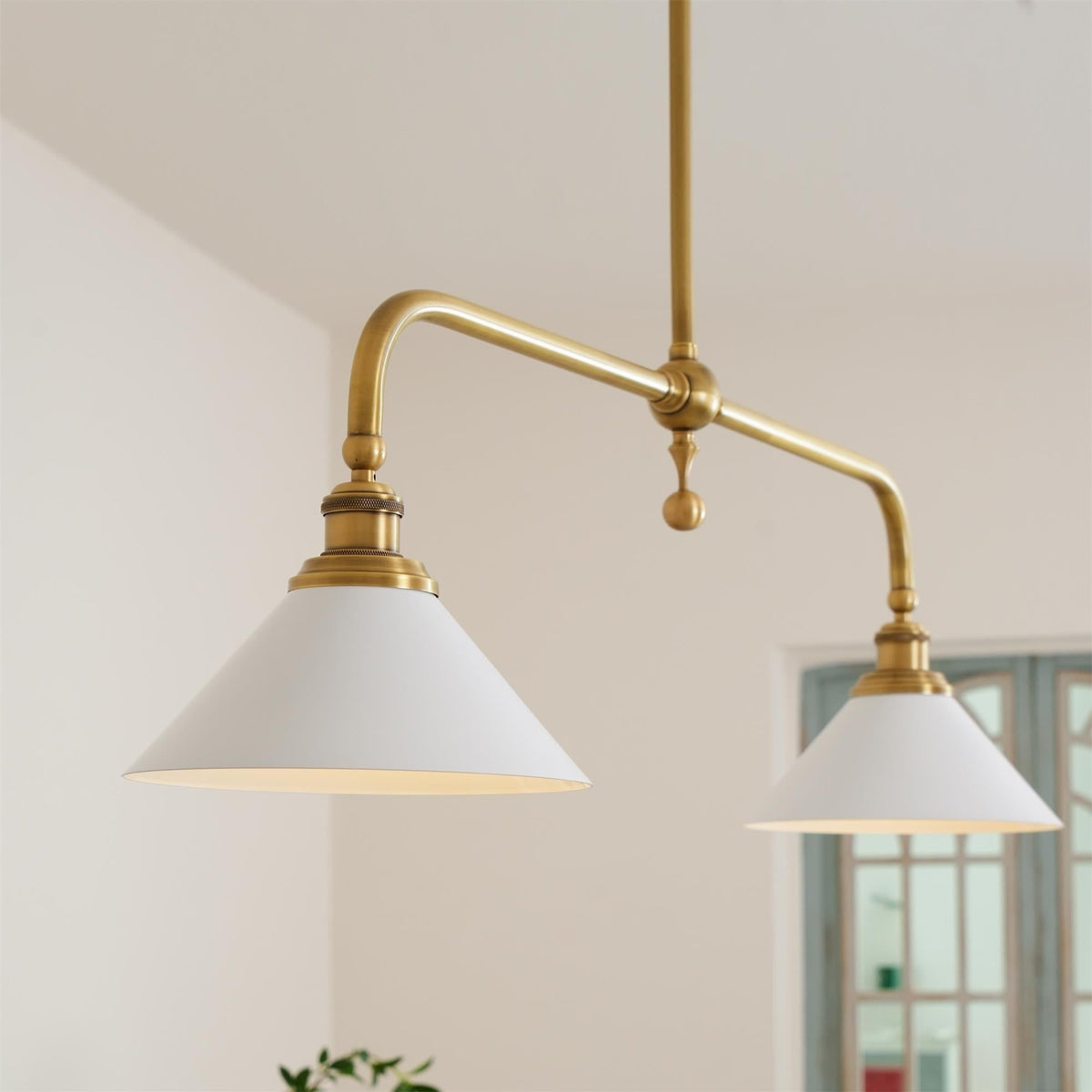 Two-Head Pendant Light with White Shades - Image 2