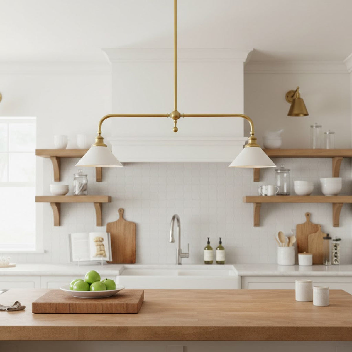 Two-Head Pendant Light with White Shades - Image 21