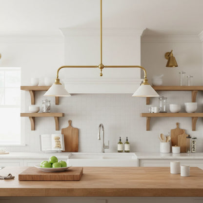Two-Head Pendant Light with White Shades - Image 21