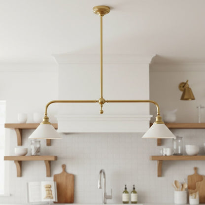 Two-Head Pendant Light with White Shades - Image 22