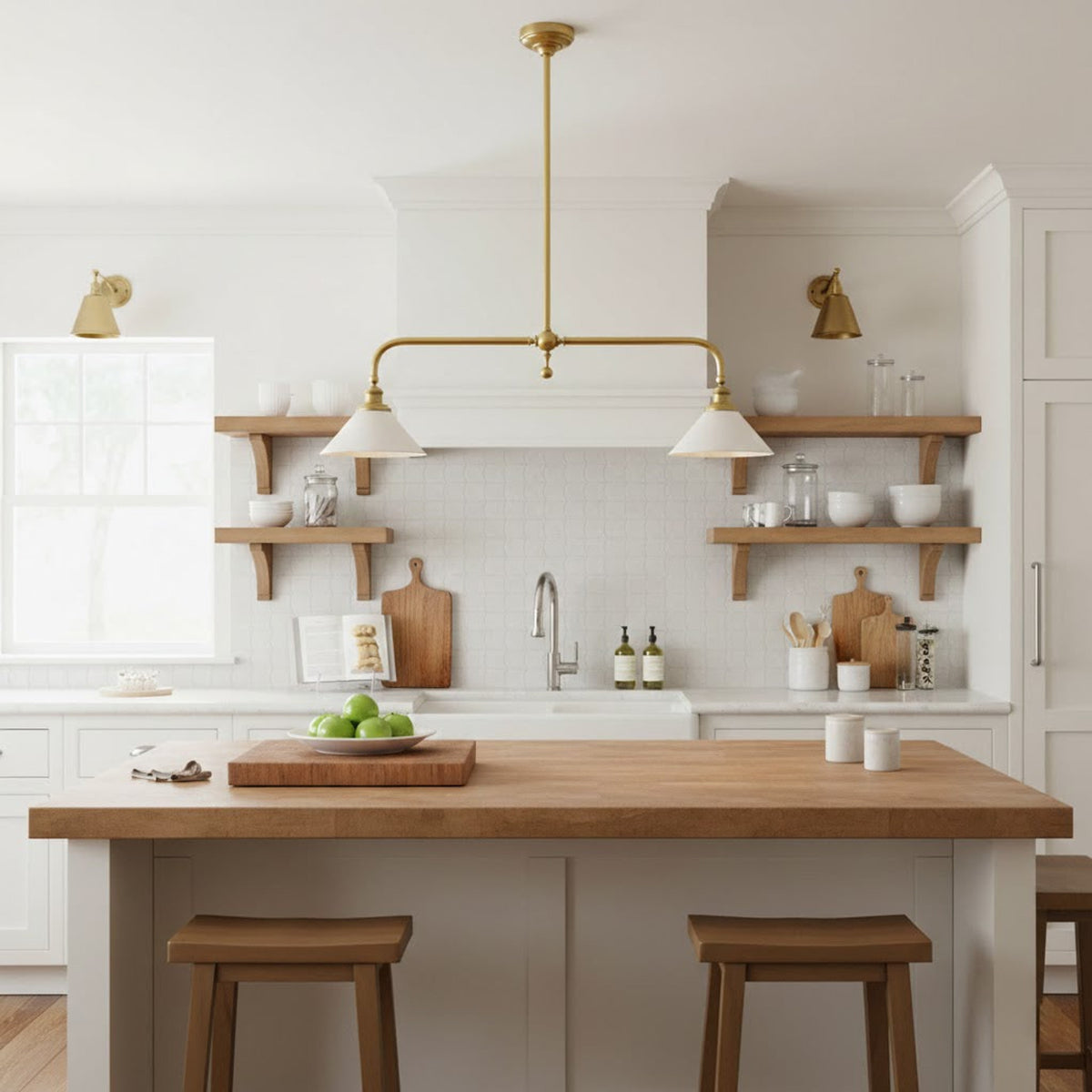 Two-Head Pendant Light with White Shades - Image 23
