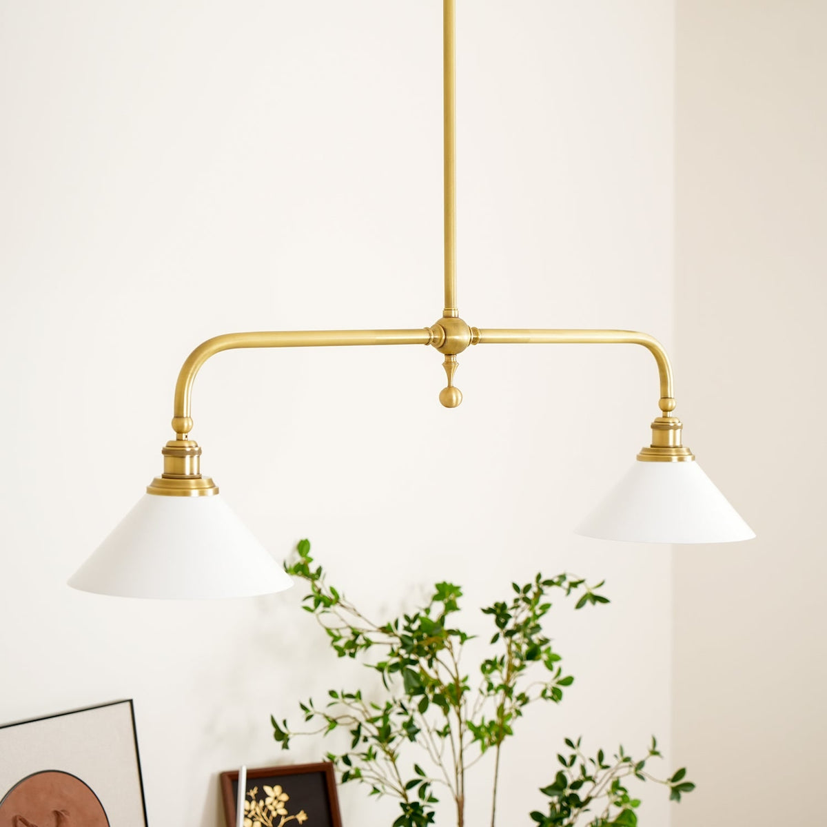 Two-Head Pendant Light with White Shades - Image 24