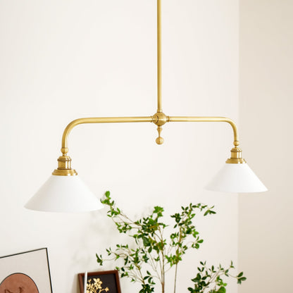 Two-Head Pendant Light with White Shades - Image 24