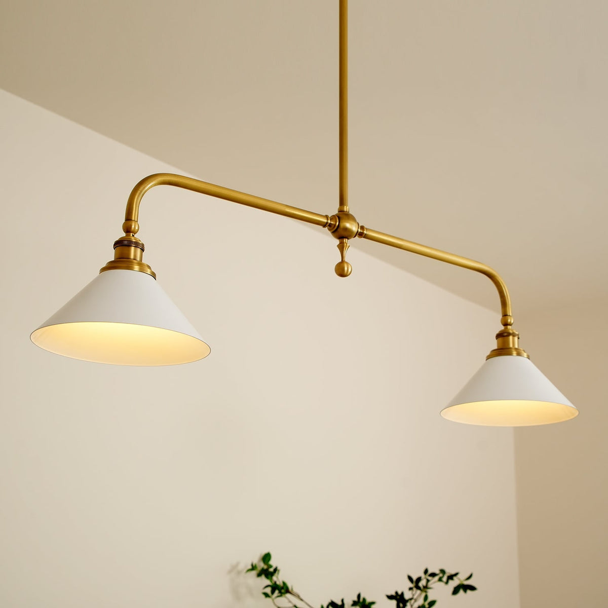 Two-Head Pendant Light with White Shades - Image 28