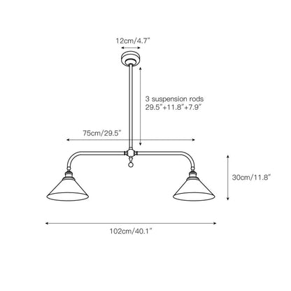 Two-Head Pendant Light with White Shades - Image 3