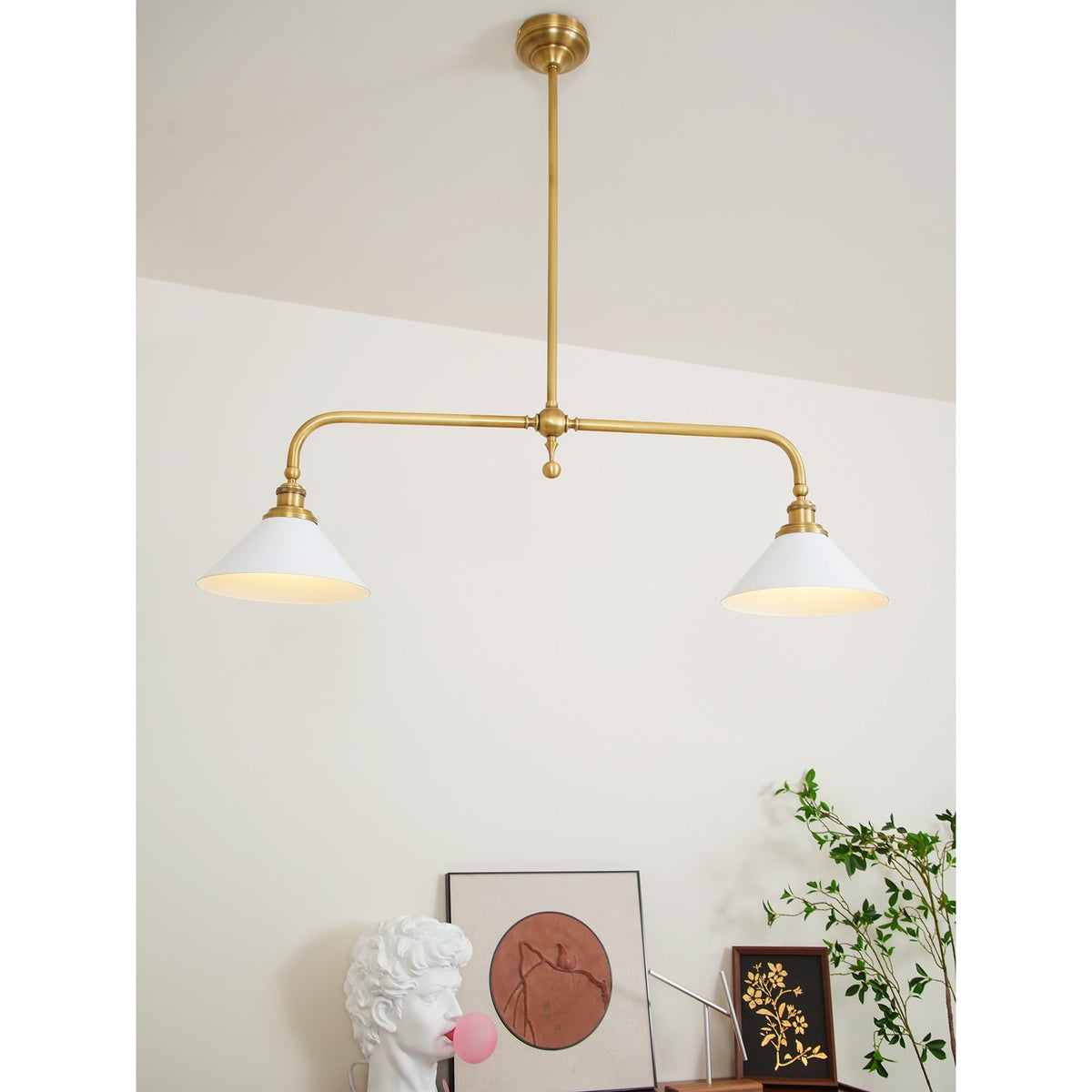 Two-Head Pendant Light with White Shades - Image 32