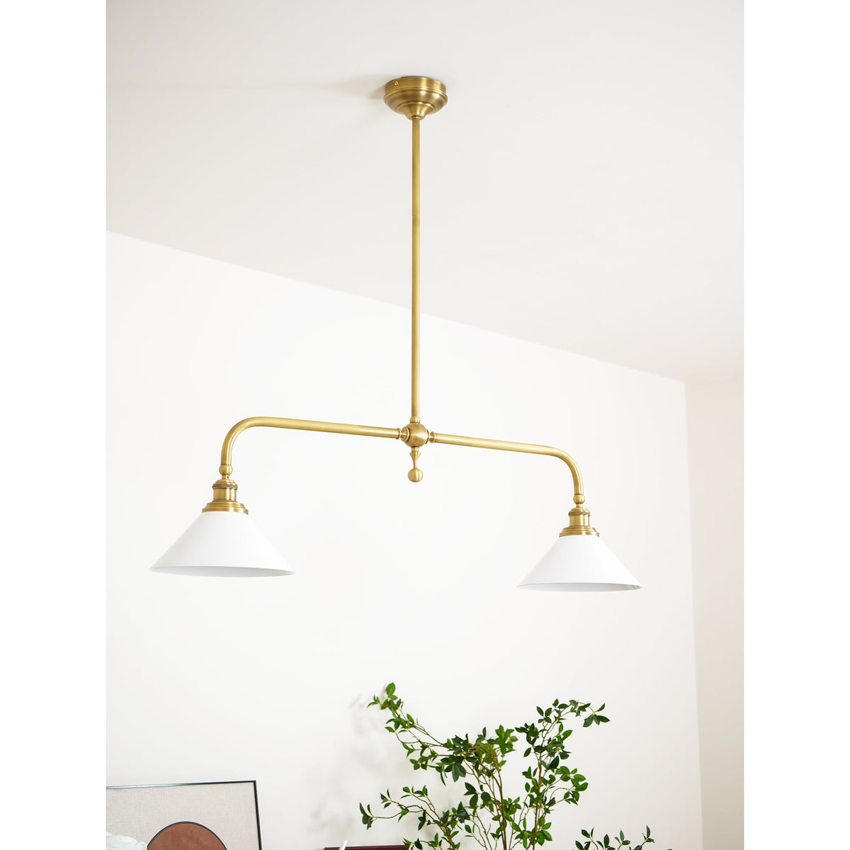 Two-Head Pendant Light with White Shades - Image 34