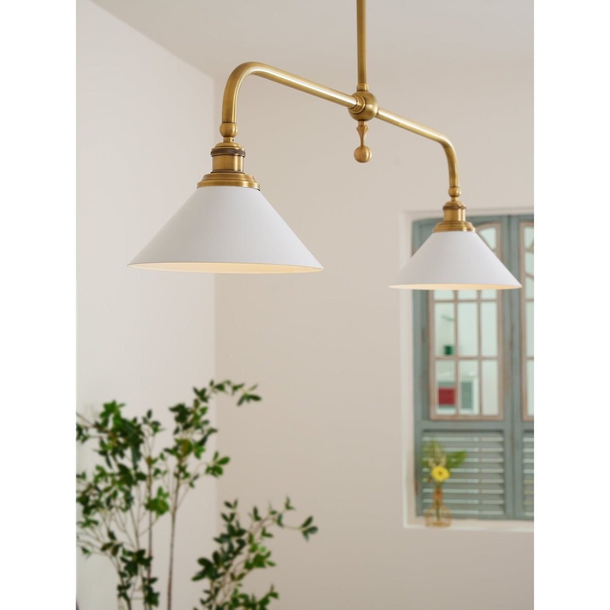 Two-Head Pendant Light with White Shades - Image 35