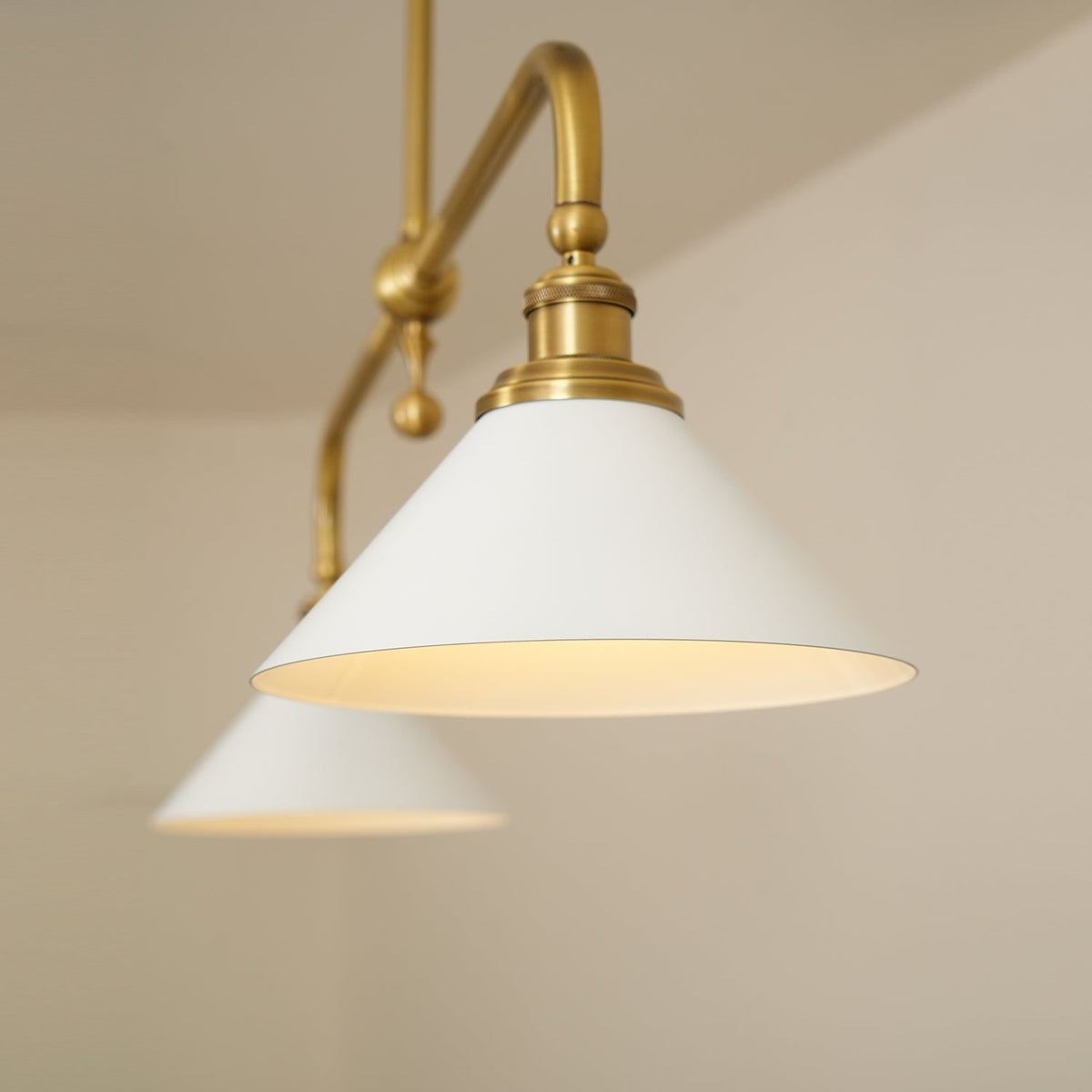 Two-Head Pendant Light with White Shades - Image 36