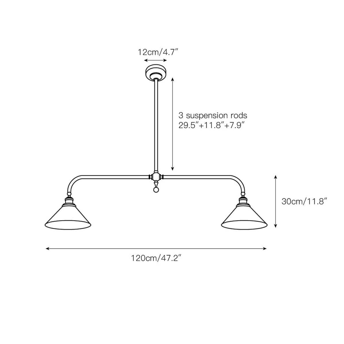 Two-Head Pendant Light with White Shades - Image 4