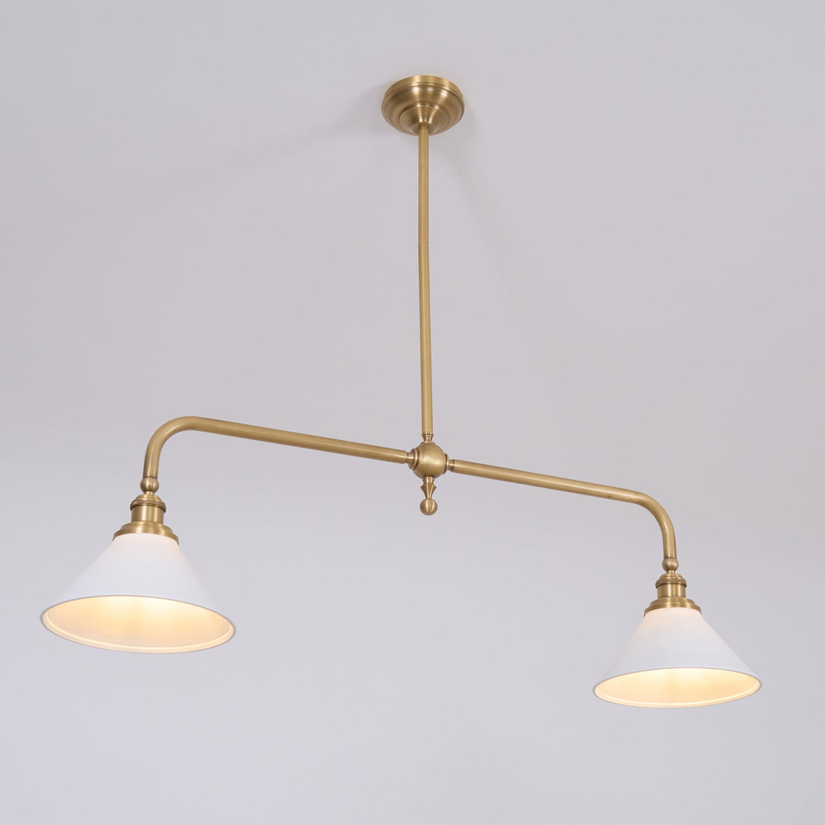 Two-Head Pendant Light with White Shades - Image 43