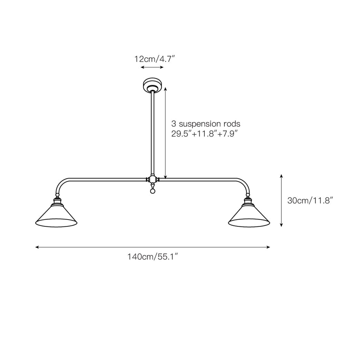 Two-Head Pendant Light with White Shades - Image 5
