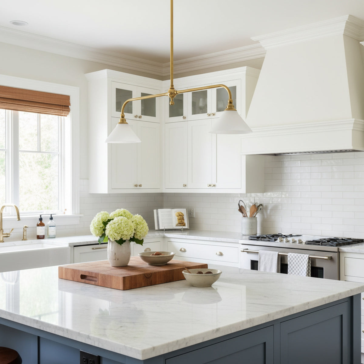 Two-Head Pendant Light with White Shades - Image 9