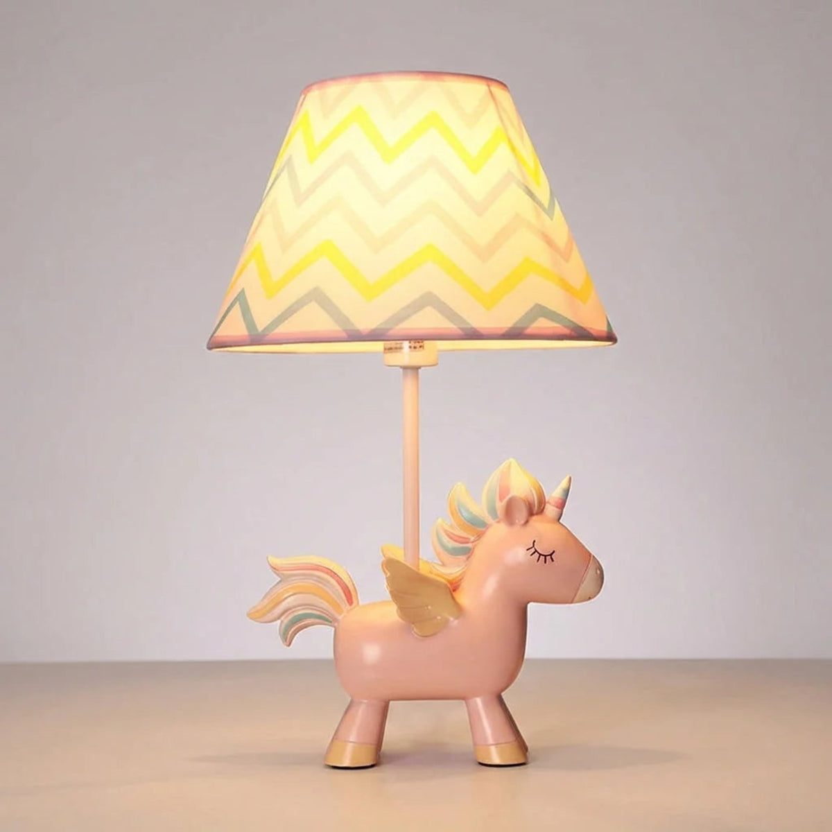 Unicorn Table Lamp With Patterned Shade And Warm Light - Image 1