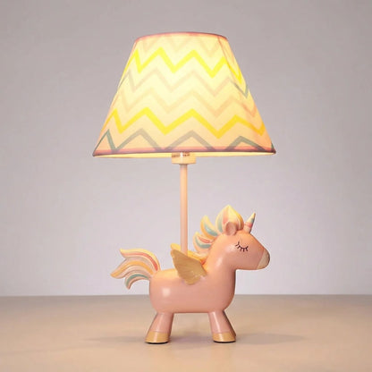 Unicorn Table Lamp With Patterned Shade And Warm Light - Image 1