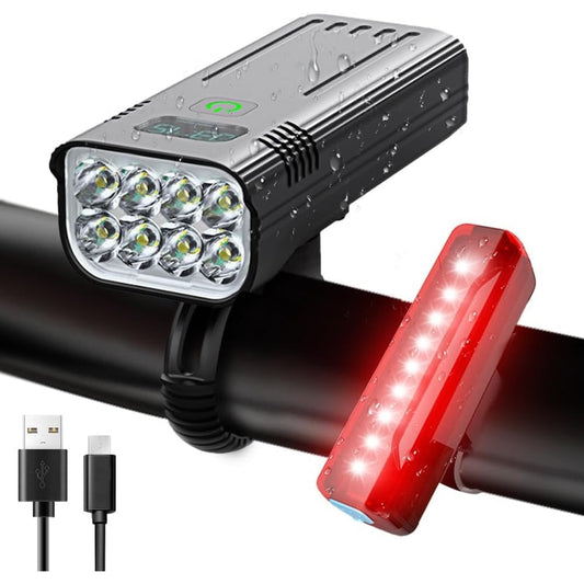 USB Rechargeable Bike Light Set With Digital Display And Aluminium Alloy Housing - Image 1