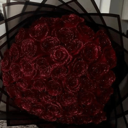 Valentine's Day Artificial White Rose Bouquet With Glitter Romance For Home Culture - Image 2