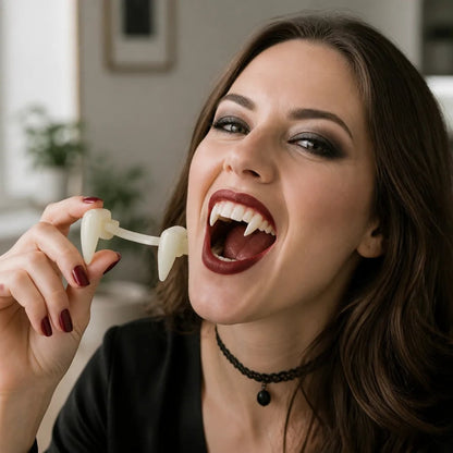 Vampire Fangs Retractable Realistic Full Tooth Coverage With Secure Fit - Image 2