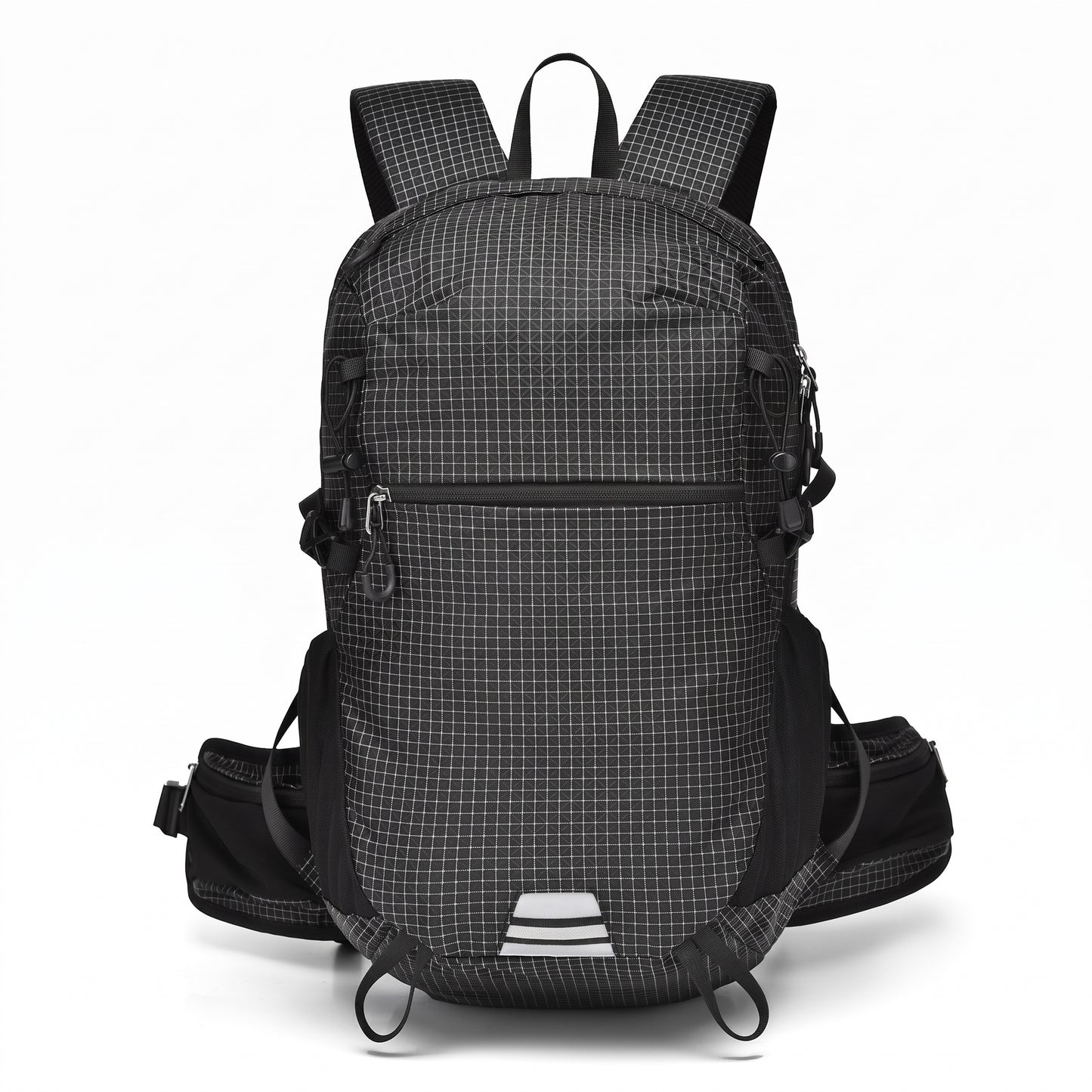 Lightweight Hiking Backpack with Secure Daypack and Pattern - Black