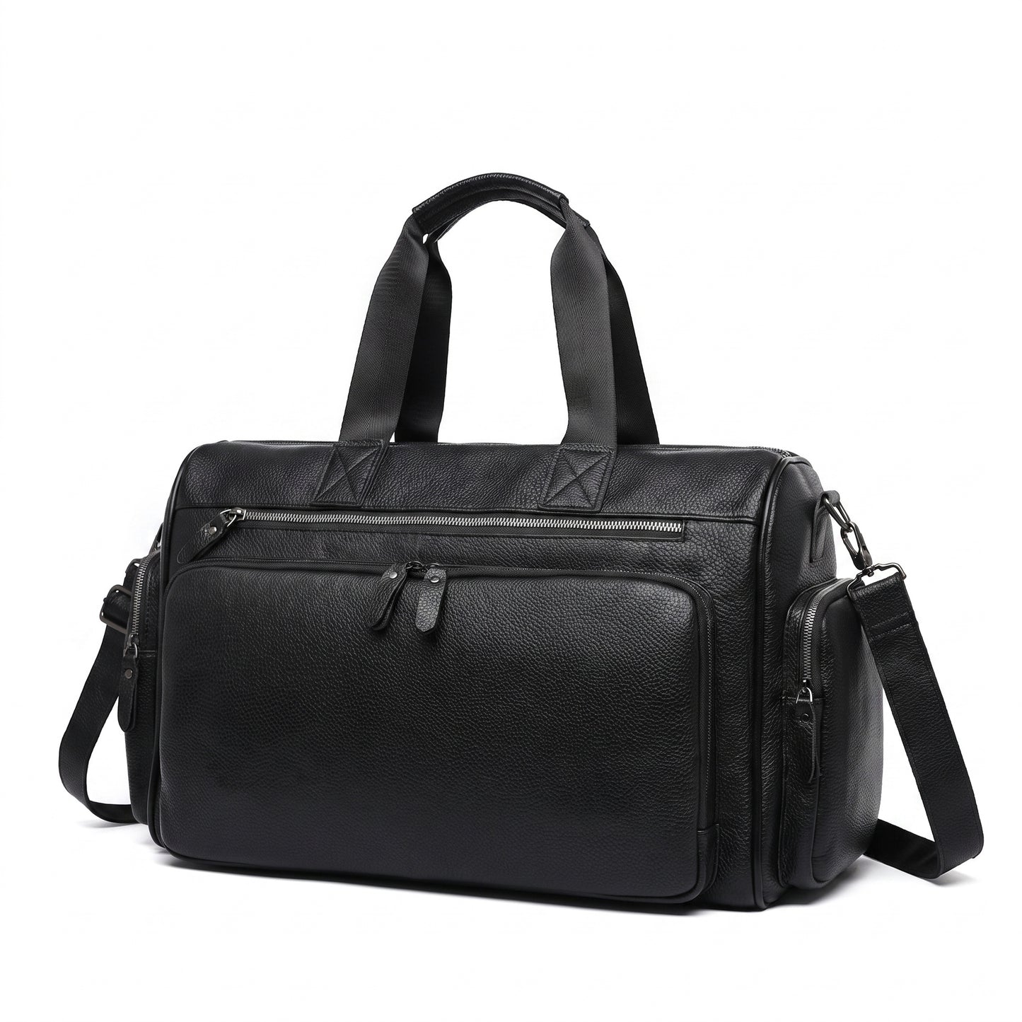 Weekender Travel Bag with Adjustable Structured Duffel and Zippered Compartments - Brown