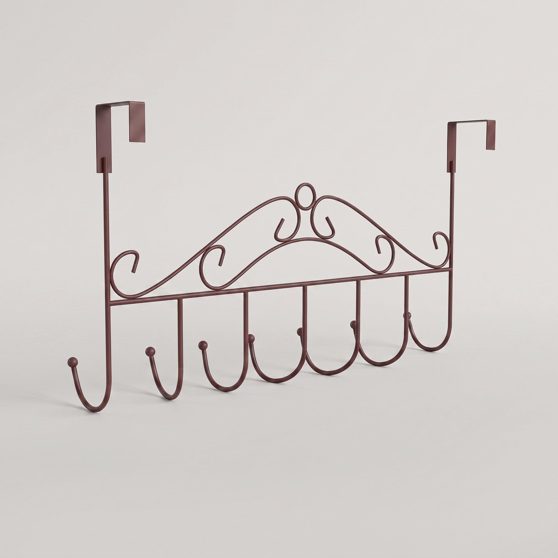 Wall Mounted Coat Rack with Adjustable Over-the-Door Design and Hooked - Brown