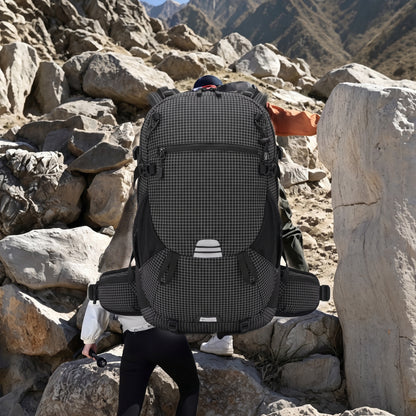Lightweight Hiking Backpack with Secure Daypack and Pattern - Light Blue