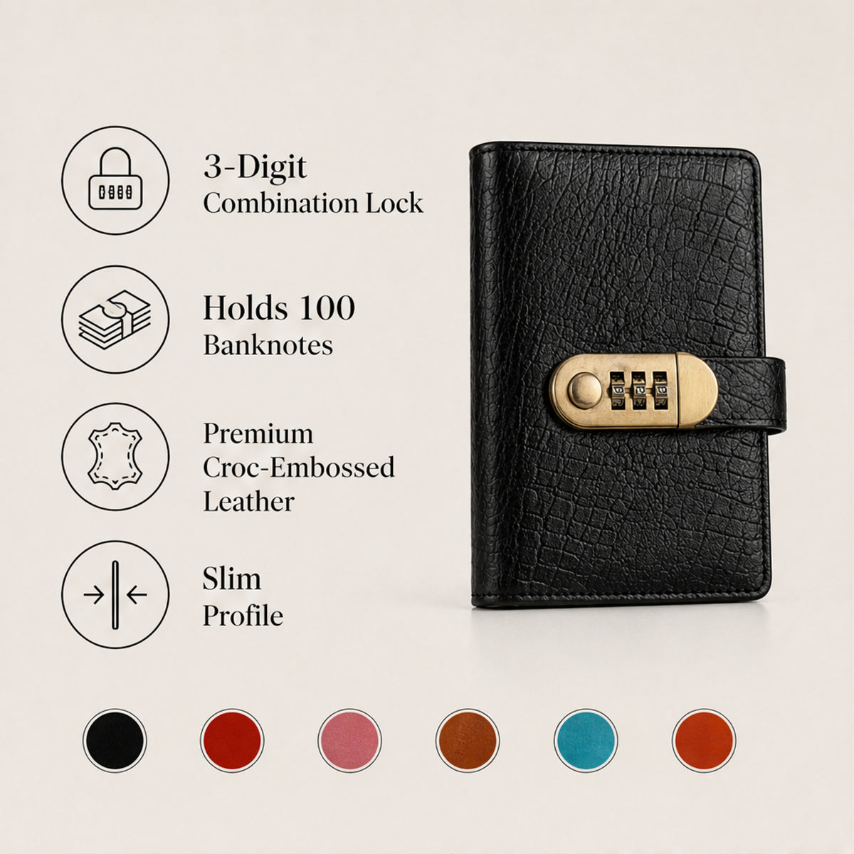 Vaultara Combination Lock Savings Notebook With Secure Cash Pocket - Image 7
