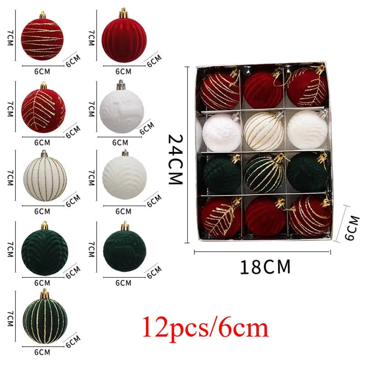 Velvet Flocked Burgundy Bauble Christmas Ornament Set - Image 3