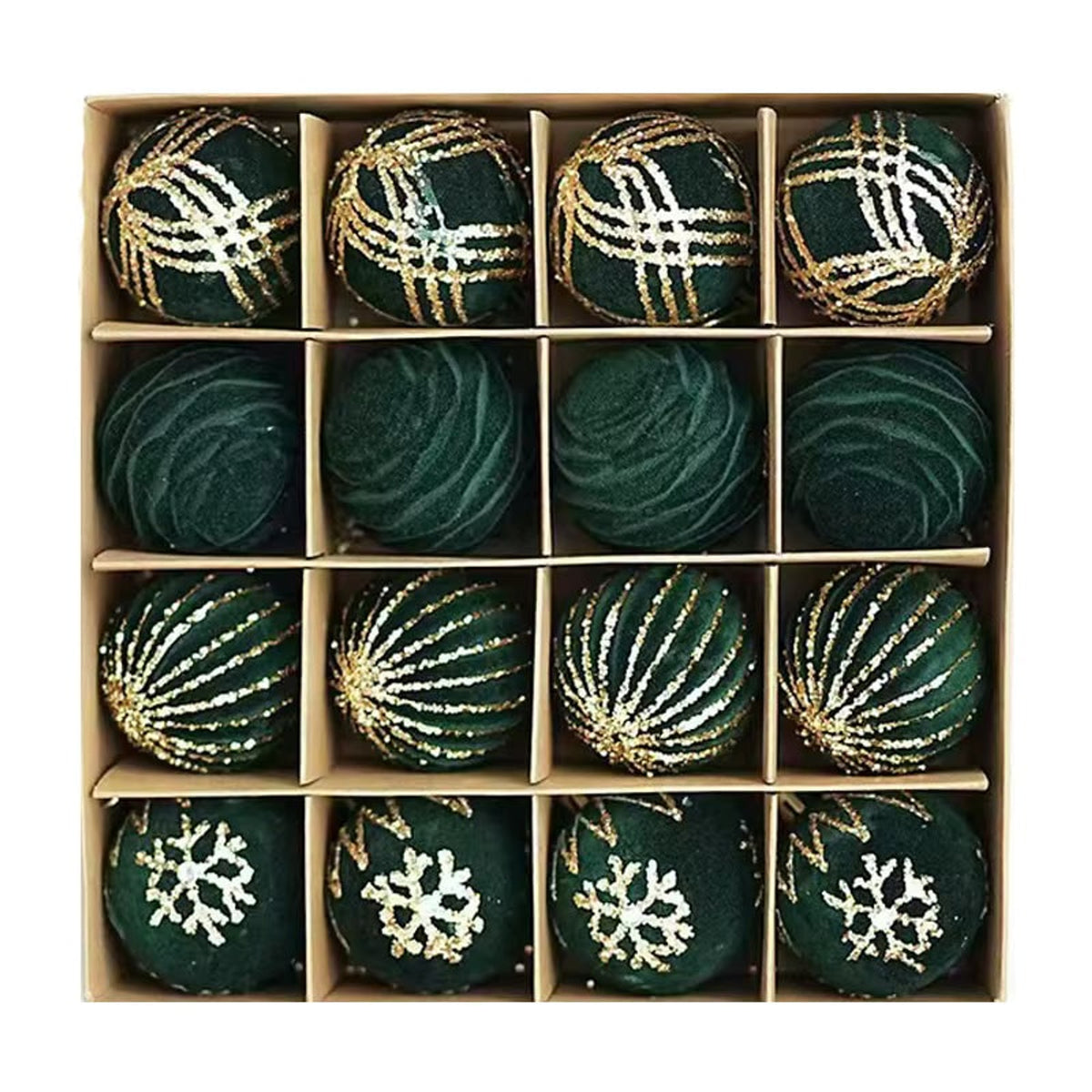 Velvet Flocked Burgundy Bauble Christmas Ornament Set - Image 8