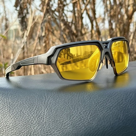 Photochromic Polarised Sports Sunglasses With Night-Enhancing Lenses And Tactical Wrap - Image 1