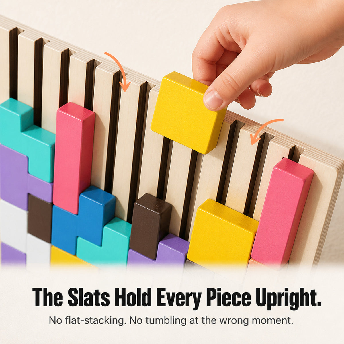 Vertical Wooden Block Puzzle For Screen-Free Focus - Image 3